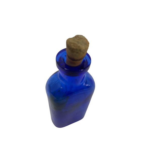 Ribbed Cobalt Poison Bottle Antique Blue American 1 Ounce Poison Bottle with Cor - Picture 10 of 11